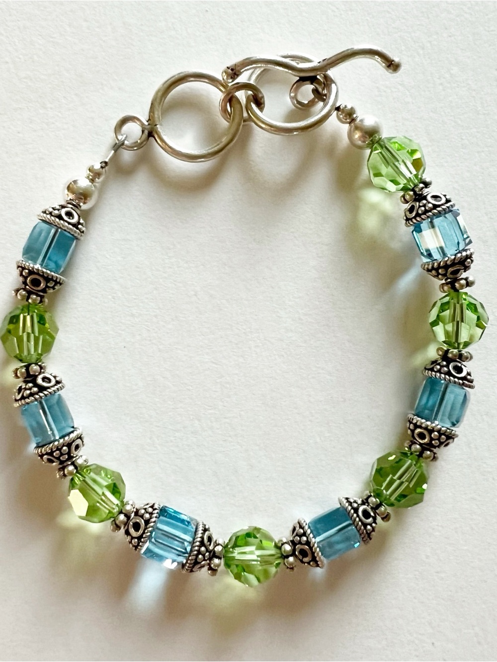 Handmade Sterling Silver and Swarovski Crystal Bracelet Size 7.25” or 7.75”